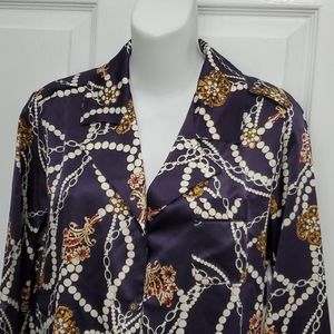 NWT SOMA SILK LIKE COOL NIGHTS LONG SLEEVE NOTCH COLLAR PAJAMA TOP (SMAL…